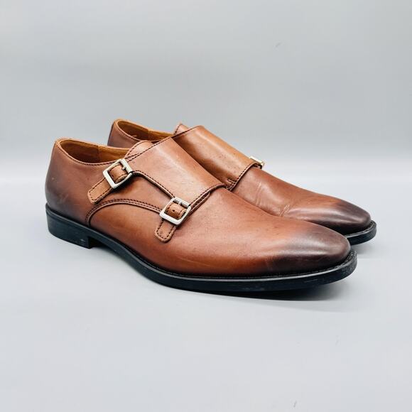 Donald J Pliner Shoes Mens 10.5 Brown Leather Double Monk Strap Dress Classic main image 4